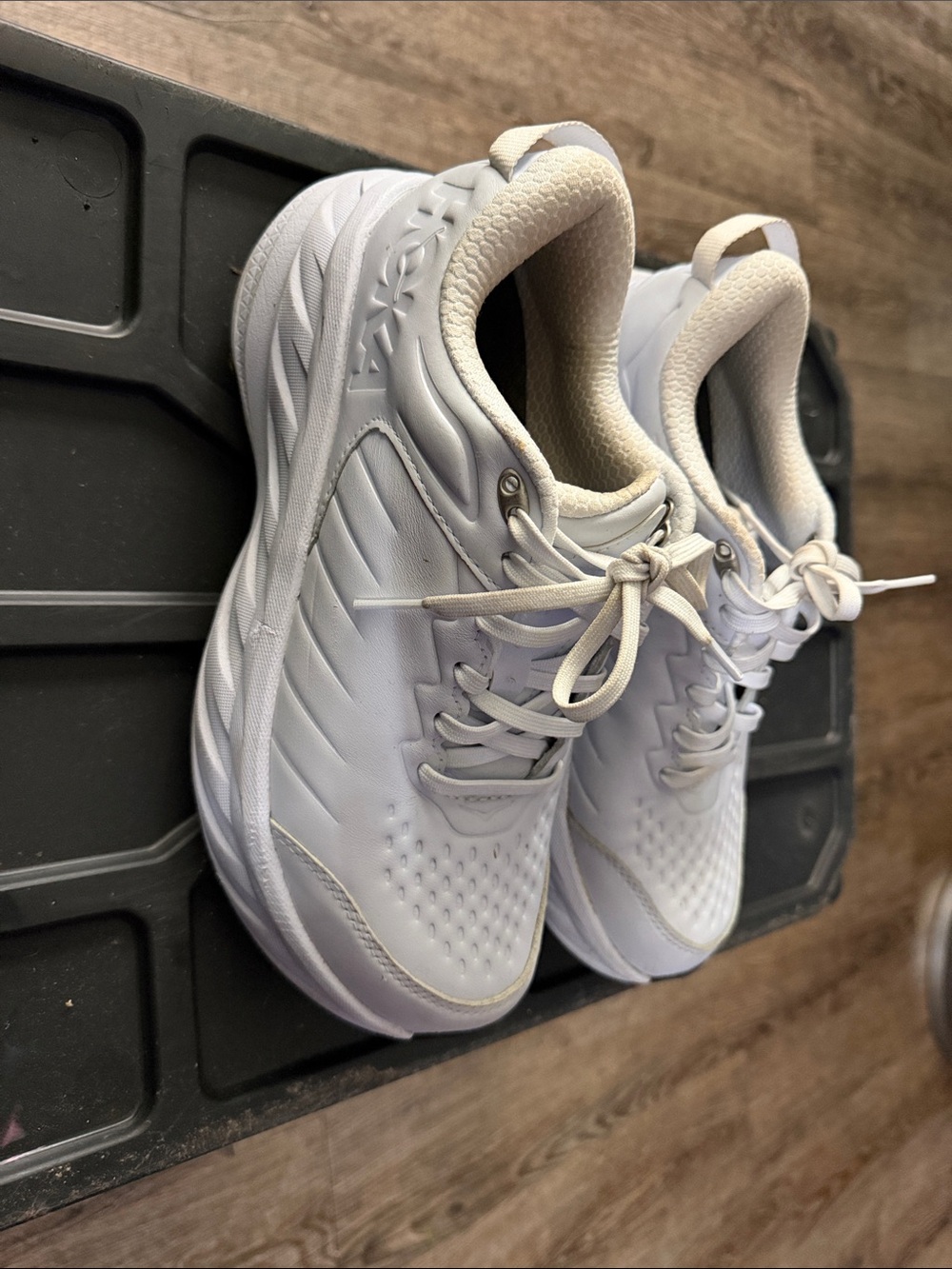 Hoka White Women’s Athletic Sneakers with Cream Lining